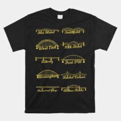 Steel City Of Pittsburgh Bridges 412 - Black And Yellow PGH Unisex T-Shirt