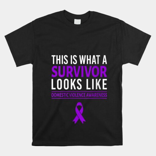 Survivor Domestic Violence Awareness Purple Ribbon Support Unisex T-Shirt