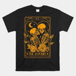 Tarot Card The Lovers Skeleton Goth Halloween Witch Unisex T-Shirt