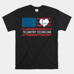 Telemetry Technician Electrocardiograph Tech Usa Flag Unisex T-Shirt