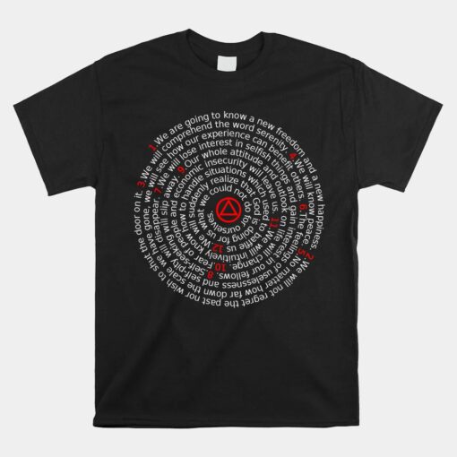 The Twelve Promises' - AA 12 Step Recovery Spiral Unisex T-Shirt