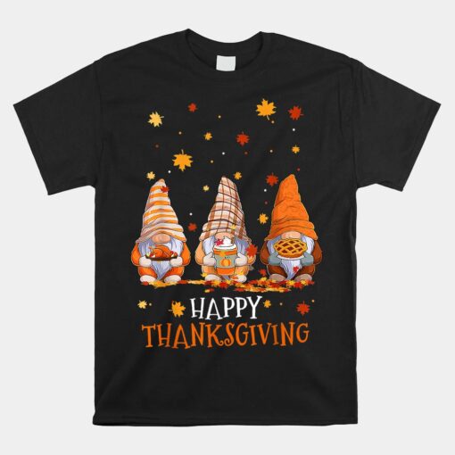 Three Gnomes Happy Thanksgiving Autumn Fall Pumpkin Spice Unisex T-Shirt