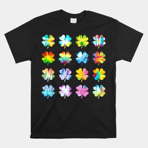 Tie Dye Colorful Lucky Shamrock Irish St Paddys Hippie Unisex T-Shirt