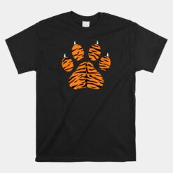 Tiger Print Paw Unisex T-Shirt Tiger Stripes Fierce Jungle