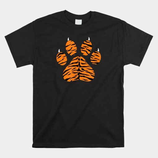 Tiger Print Paw Unisex T-Shirt Tiger Stripes Fierce Jungle