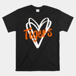 Tigers School Sports Fan Team Spirit Mascot Cute Heart Unisex T-Shirt