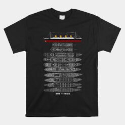 Titanic Ship Section Plan Atlantic Ocean Cruise Voyage 1912 Unisex T-Shirt