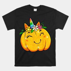 Unicorn Pumpkin Halloween Girl Cute Thanksgiving Unisex T-Shirt