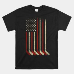 Us Flag Patriotic American Hockey Player Ice Hockey Unisex T-Shirt