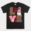 Valentines Day Cute Love Heart Gnome Leopard Cheetah Unisex T-Shirt