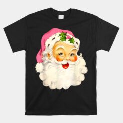 Vintage Pink Santa Claus Pink Christmas Pink Pajamas Xmas Unisex T-Shirt