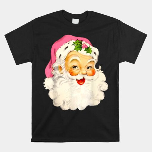 Vintage Pink Santa Claus Pink Christmas Pink Pajamas Xmas Unisex T-Shirt