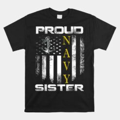 Vintage Proud Navy Sister With American Flag Unisex T-Shirt