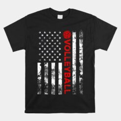 Volleyball Vintage Usa American Flag Unisex T-Shirt