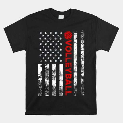 Volleyball Vintage Usa American Flag Unisex T-Shirt