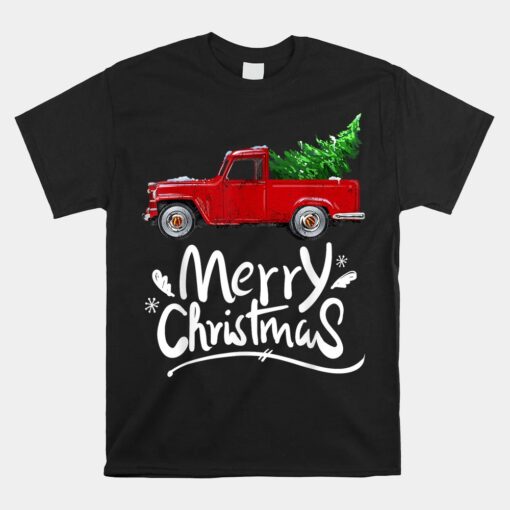 Wagon Red Truck Christmas Tree Pajama Unisex T-Shirt