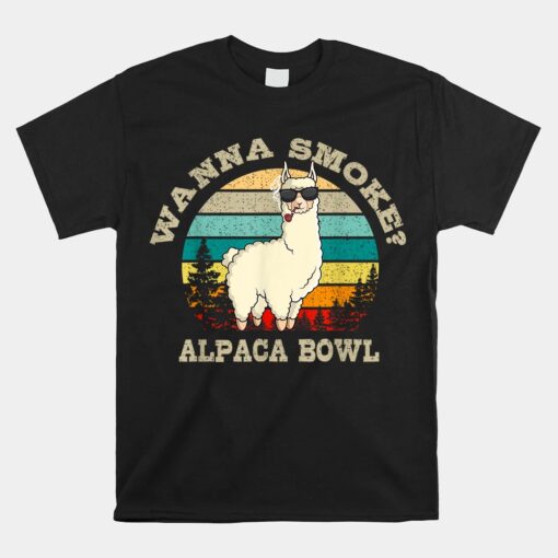 Wanna Smoke Alpaca Bowl Llama Weed Pot Unisex T-Shirt