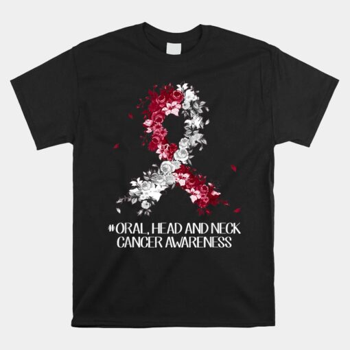 Wear Burgundy White Ribbon Oral Head And Neck Cancer Awareness Unisex T-Shirt