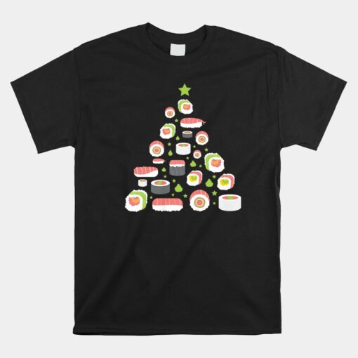 Xmas Japanese Sushi Christmas Tree Holiday Pajama Unisex T-Shirt